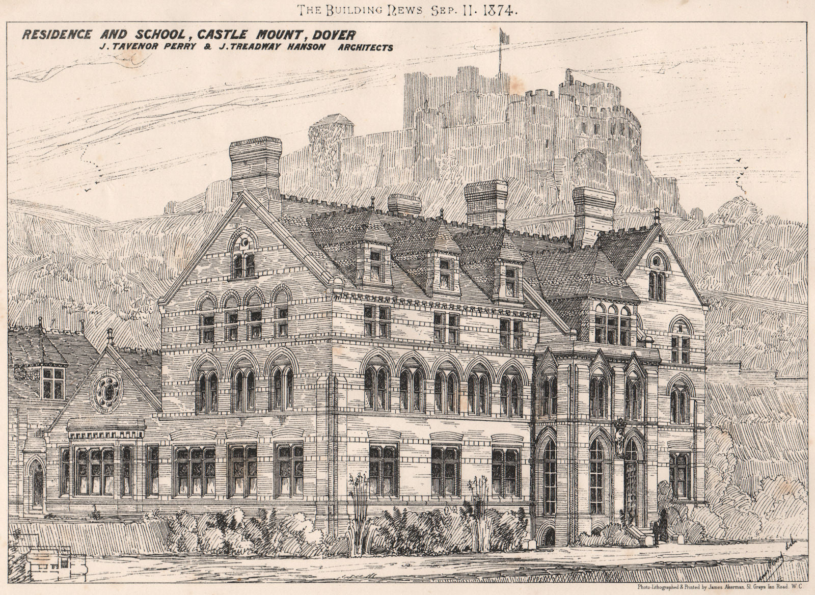 Residence & school, Castle Mount, Dover; Perry & Hanson Architects. Kent 1874